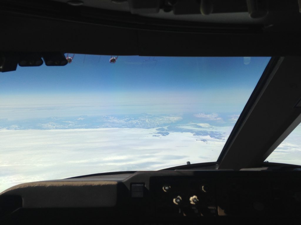 Boeing B747 cockpit over Greenland